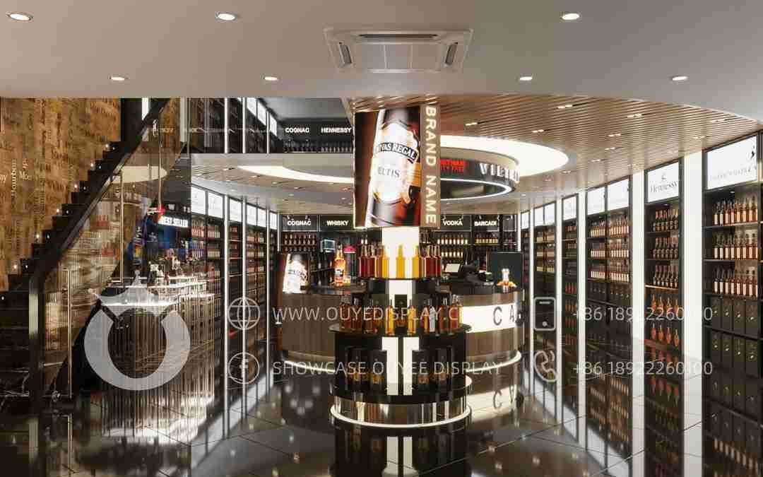 Customized Wine Rack Wooden Liquor Display Cabinet