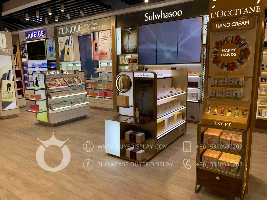 Perfume Showcase Decorative Cosmetics Shop Display With Light