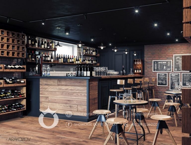Liquor Store Interior Design Wall Mounted Wine Counter