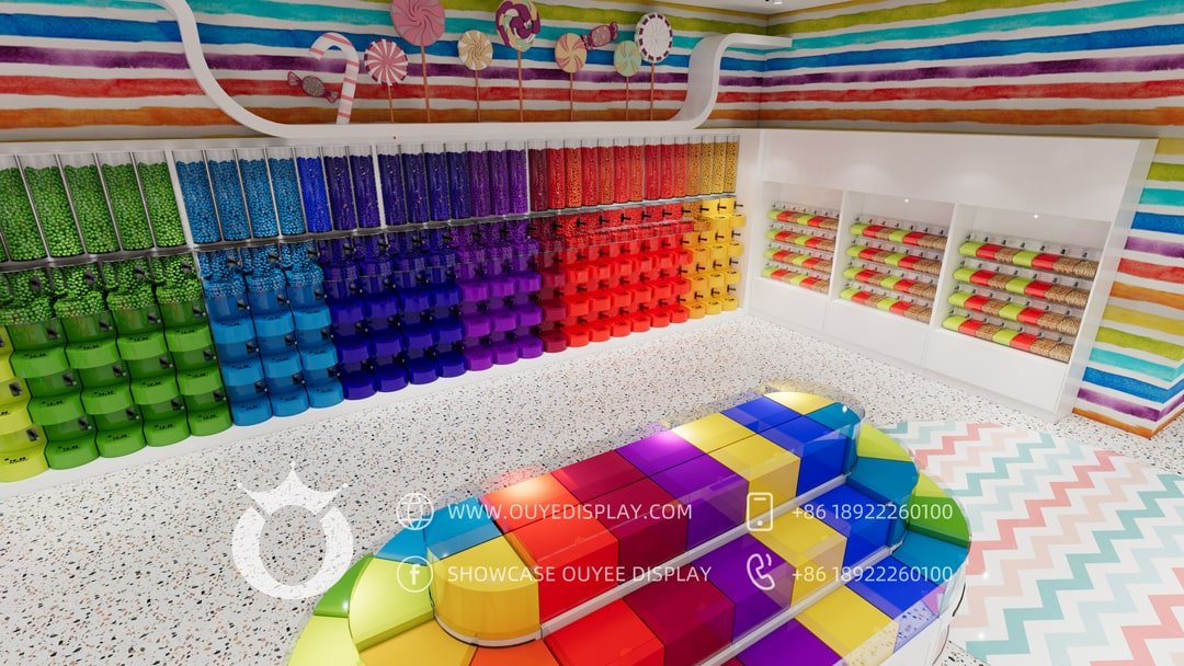Candy store interior decor design - display furniture
