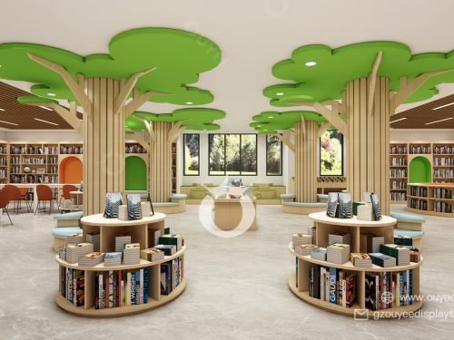 custom wooden book shelf library furniture