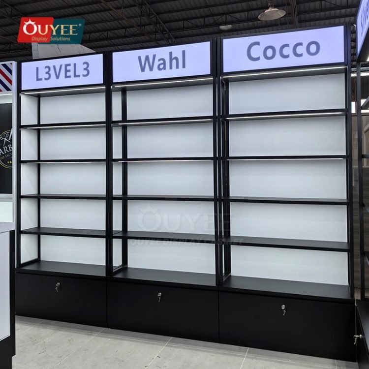 Black Barber Shop Display Rack Counter Set | Custom Display Rack ...