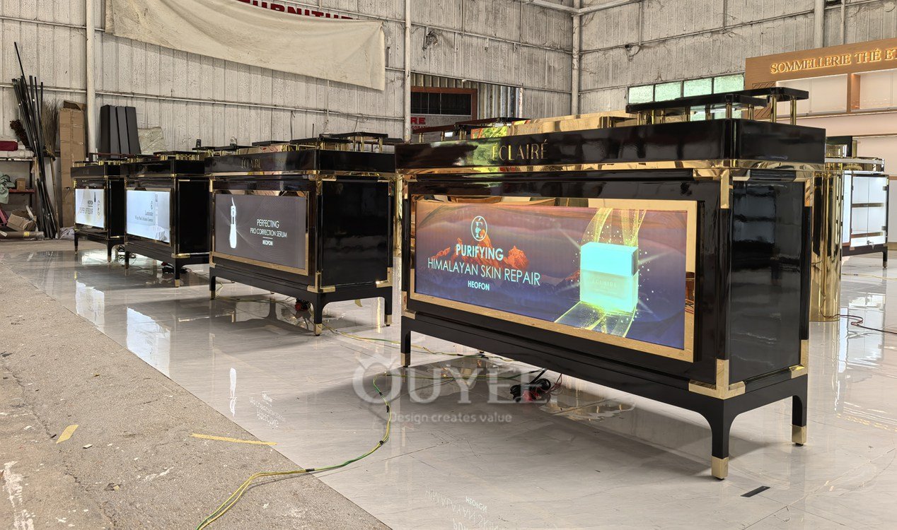 Black Digital Front Retail Counter Display Stand 01