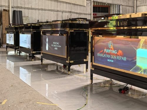 Black Digital Front Retail Counter Display Stand 01