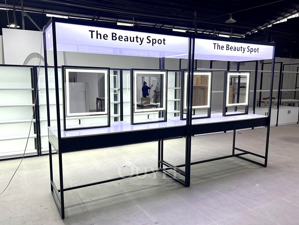 Black Frame Perimeter Beauty Display Stand System 01