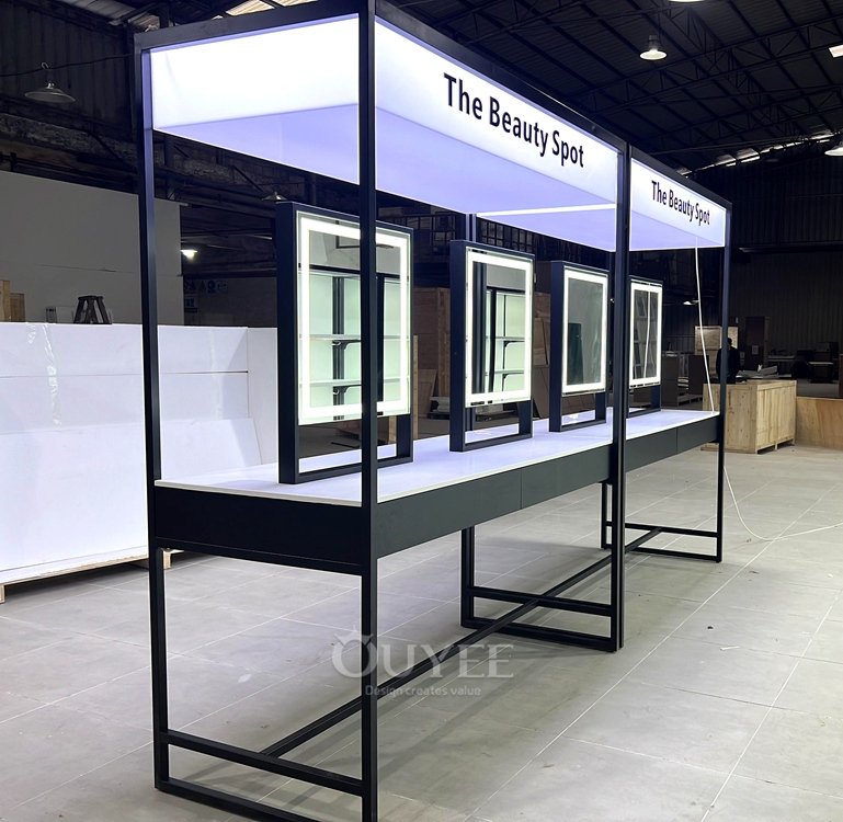 Black Frame Perimeter Beauty Display Stand System 03