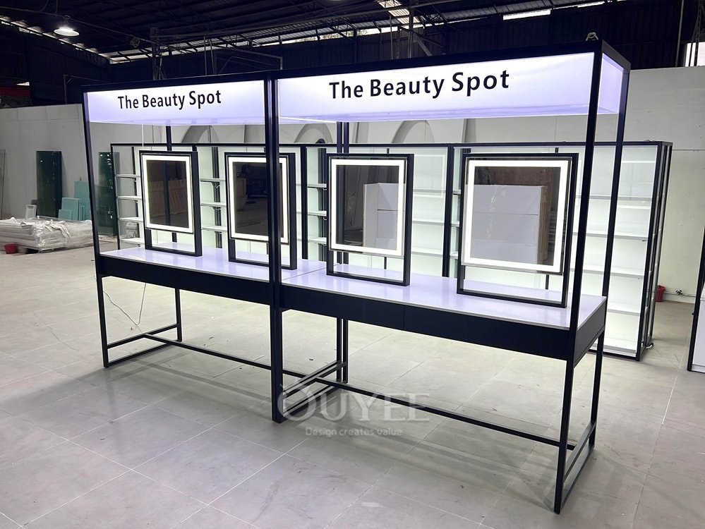 Black Frame Perimeter Beauty Display Stand System 05