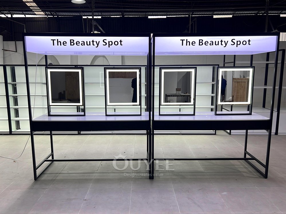 Black Frame Perimeter Beauty Display Stand System 07