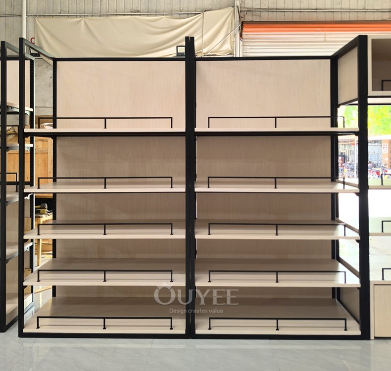 Black Frame Wood Back Display Rack 02