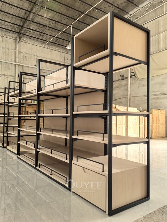 Black Frame Wood Back Display Rack 03