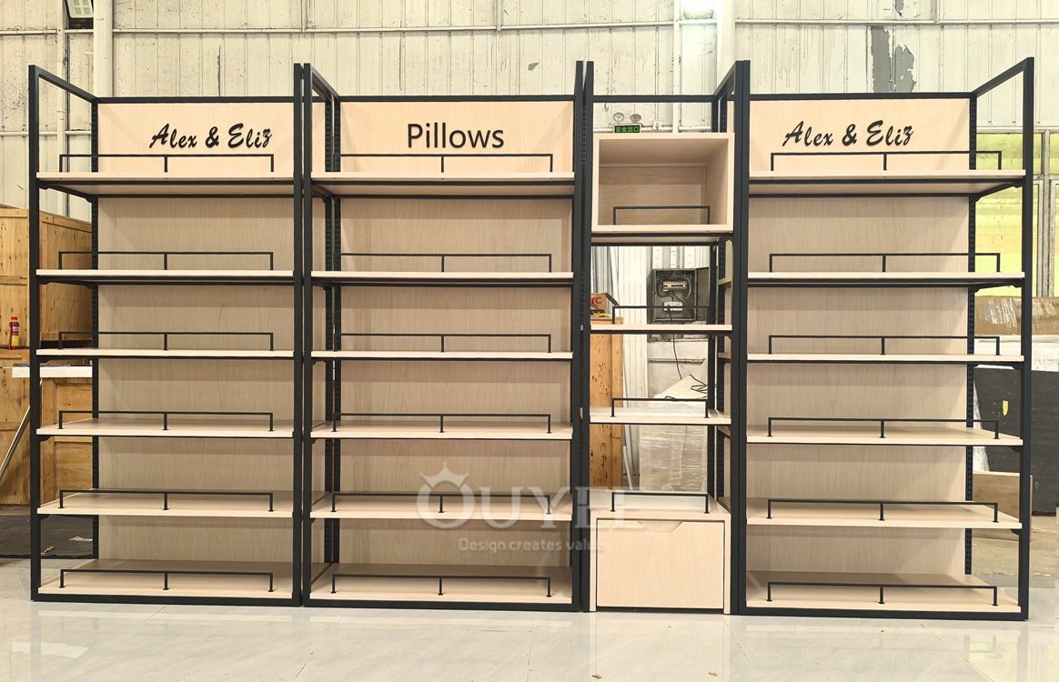 Black Frame Wood Back Display Rack 04