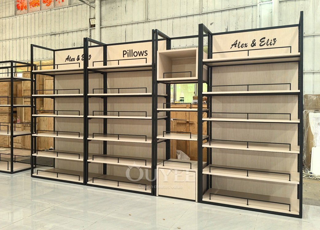 Black Frame Wood Back Display Rack 05