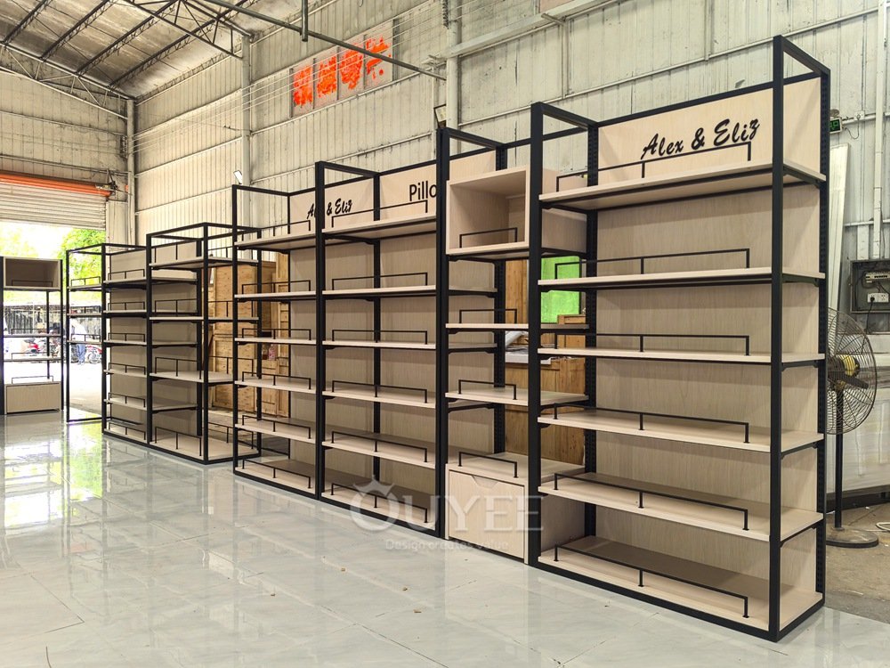 Black Frame Wood Back Display Rack 06