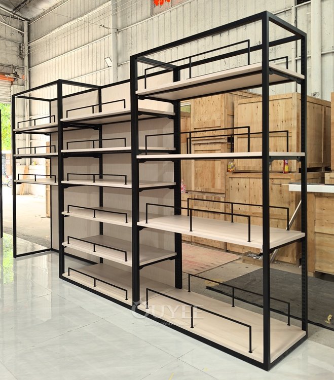 Black Frame Wood Back Display Rack 07