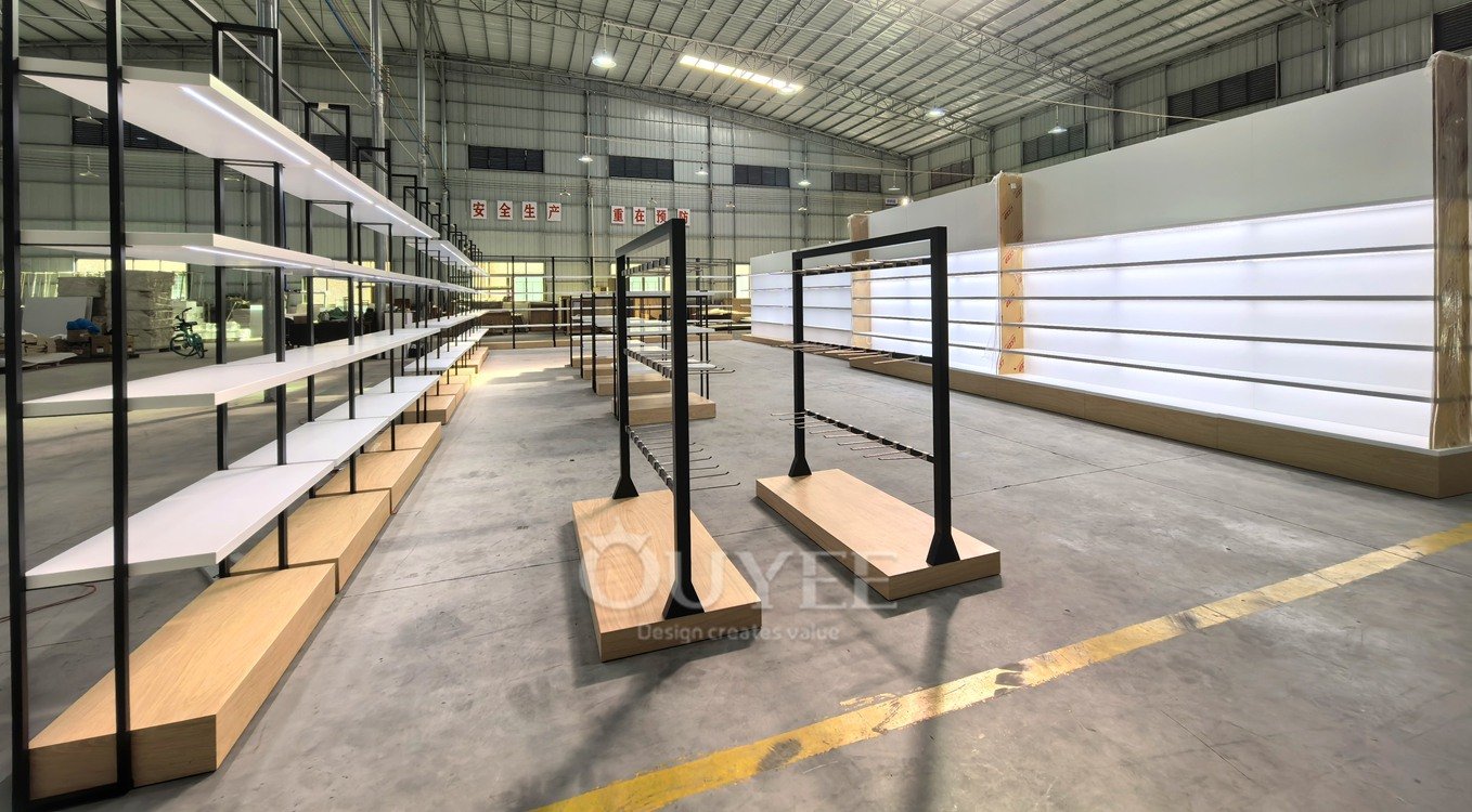 Black Frame Wood Retail Display Rack 01