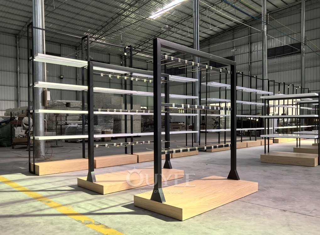 Black Frame Wood Retail Display Rack 02