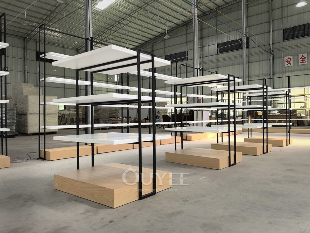 Black Frame Wood Retail Display Rack 03