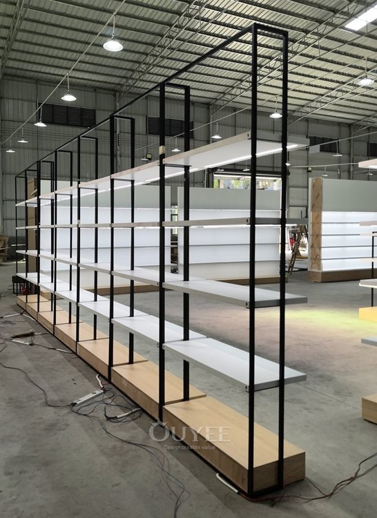 Black Frame Wood Retail Display Rack 04