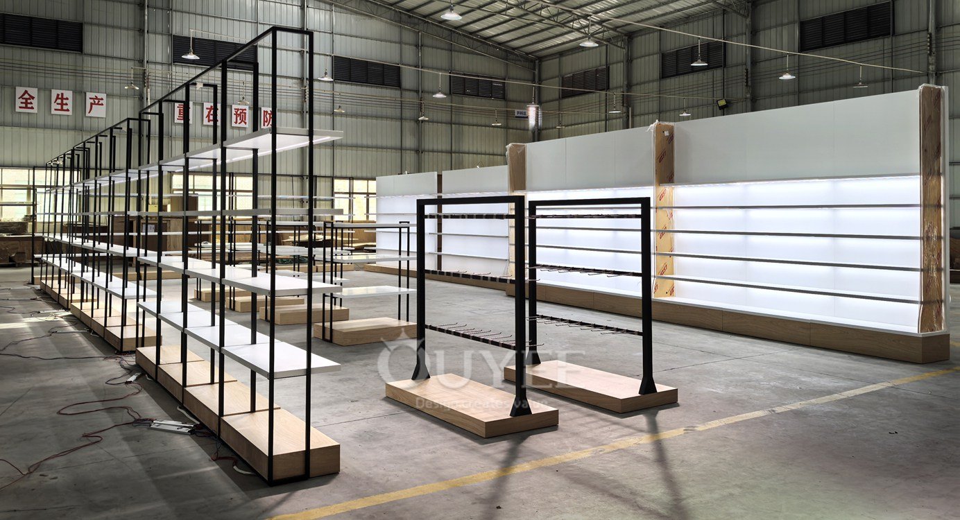 Black Frame Wood Retail Display Rack 07