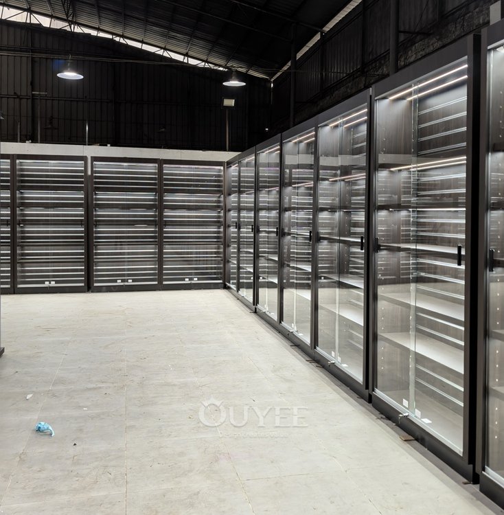 Black Framed Corner Glass Display Cabinet System 01