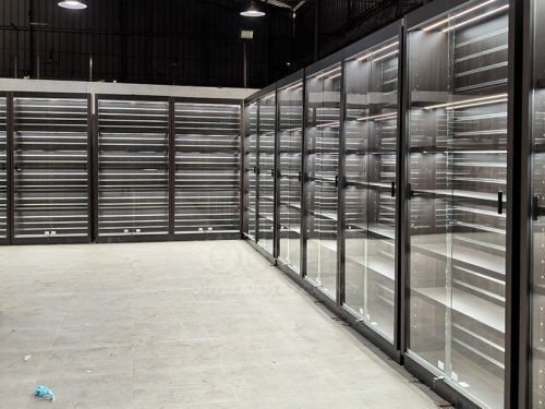 Black Framed Corner Glass Display Cabinet System 01