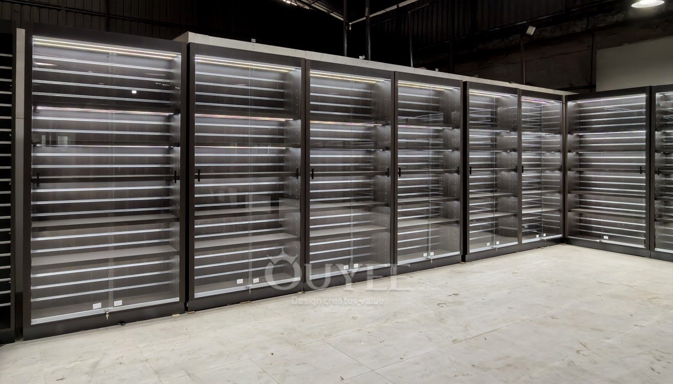 Black Framed Corner Glass Display Cabinet System 04