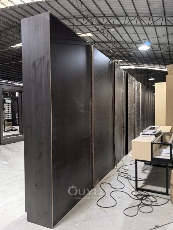 Black Framed Corner Glass Display Cabinet System 05