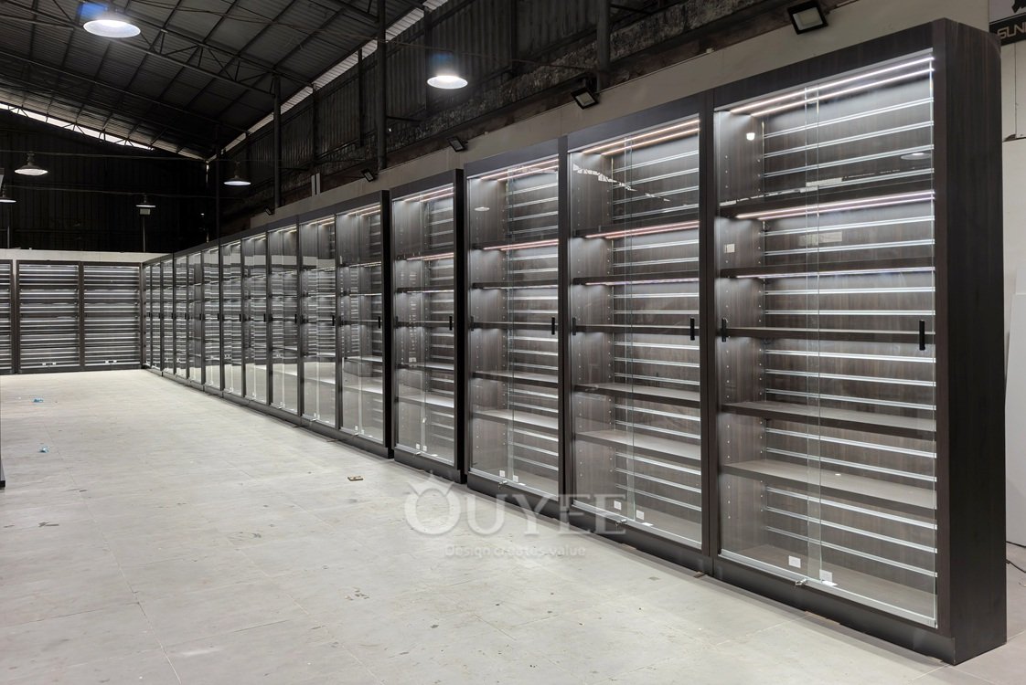 Black Framed Corner Glass Display Cabinet System 06