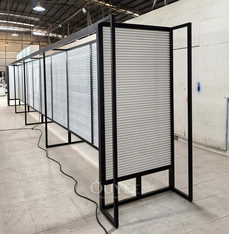 Black Framed Slatwall Partition Display Rack 02