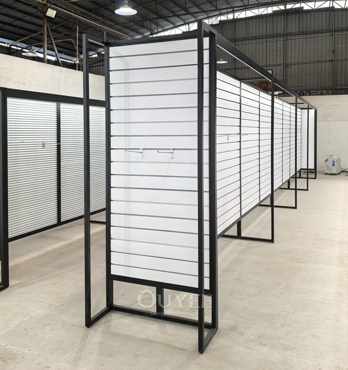 Black Framed Slatwall Partition Display Rack 04
