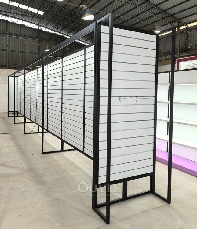 Black Framed Slatwall Partition Display Rack 05