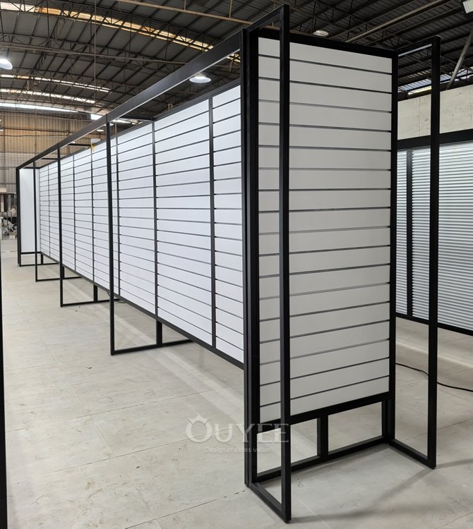 Black Framed Slatwall Partition Display Rack 06