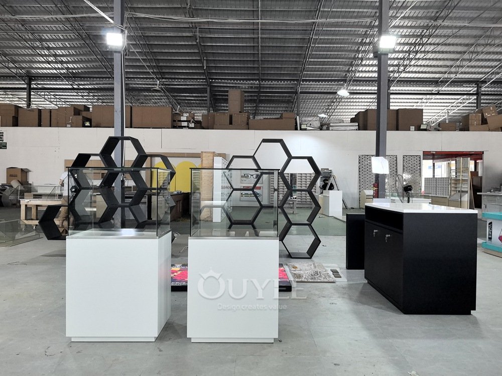 Black Hexagon Modular Display Stand Shelving 05
