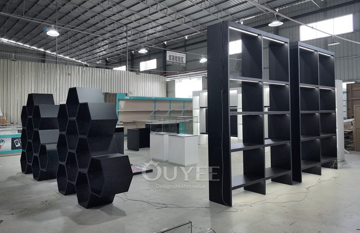 Black Hexagon Modular Display Stand Shelving 06