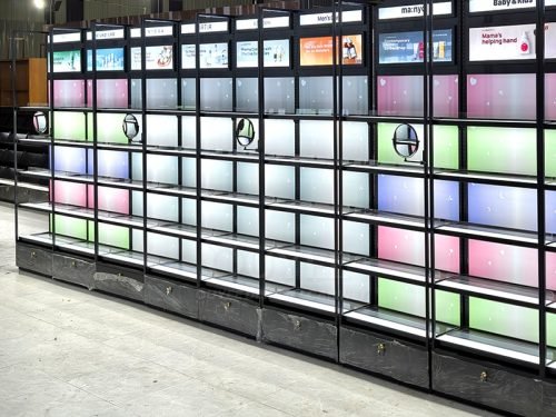 Black LED Beauty Wall Display Rack 01