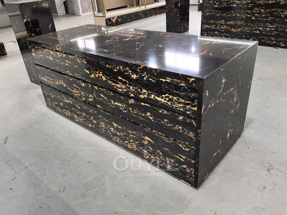 Black Marble Retail Counter Display Stand 01