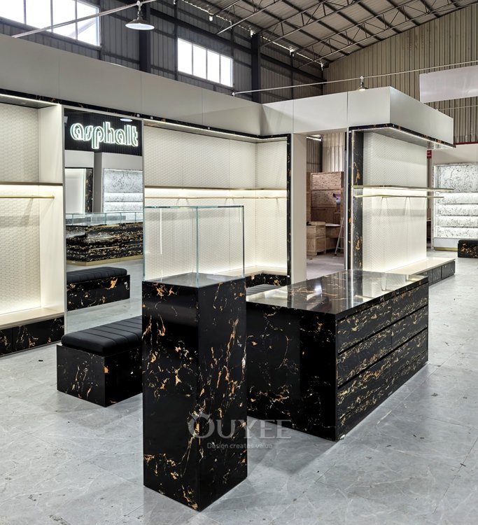 Black Marble Retail Counter Display Stand 02