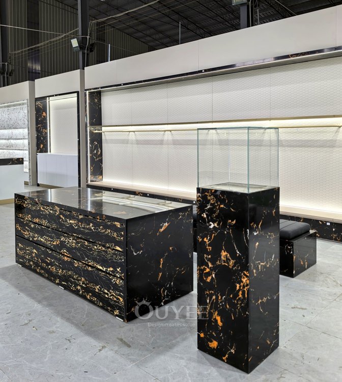 Black Marble Retail Counter Display Stand 03