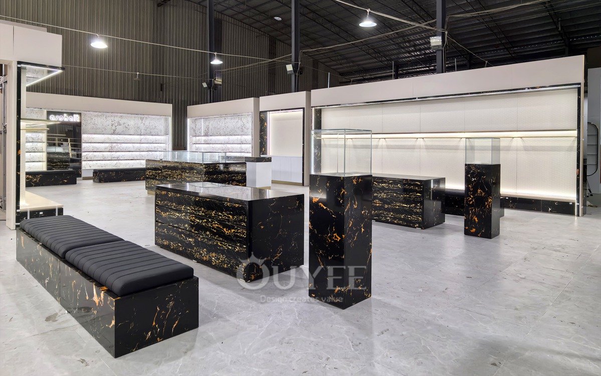 Black Marble Retail Counter Display Stand 05