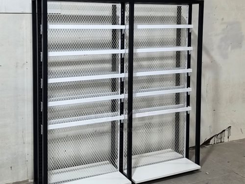Black Metal Mesh Wall Display Rack System 01