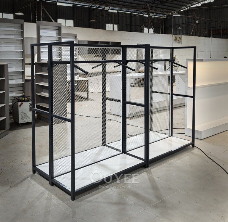 Black Metal Mesh Wall Display Rack System 02