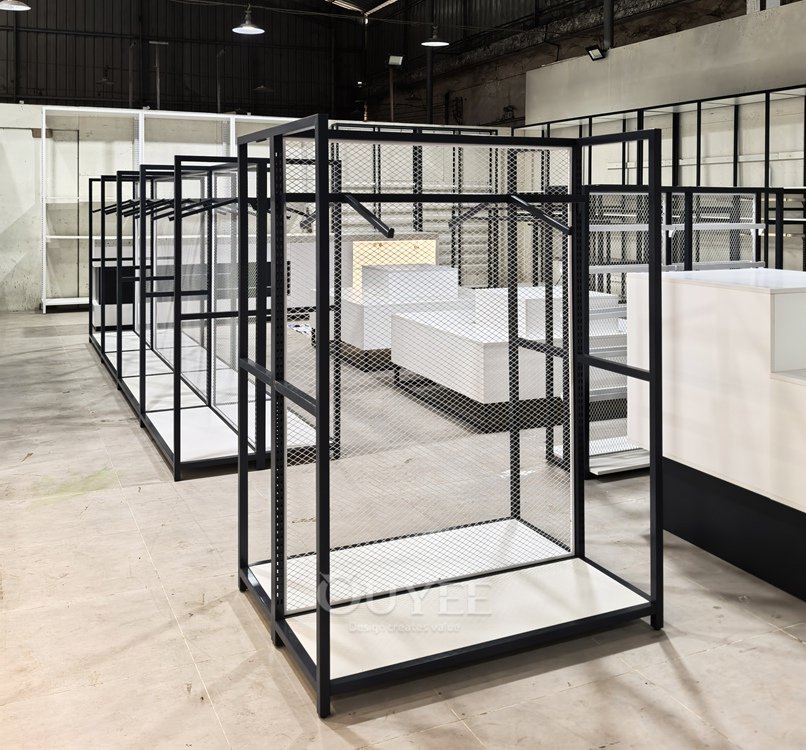 Black Metal Mesh Wall Display Rack System 04