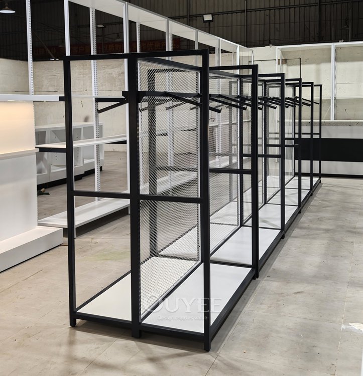 Black Metal Mesh Wall Display Rack System 05