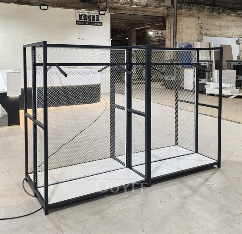 Black Metal Mesh Wall Display Rack System 06