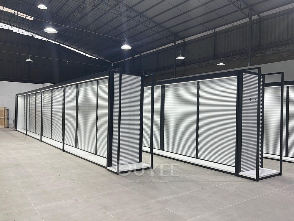 Black Slatwall Aisle Partition Display Rack 01