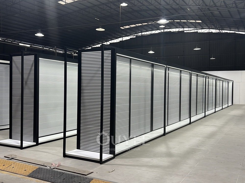 Black Slatwall Aisle Partition Display Rack 05