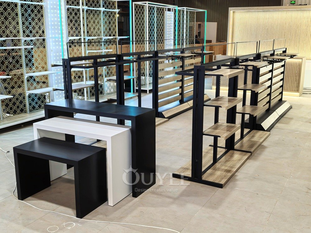 Black Tiered Island Display Rack Set 01