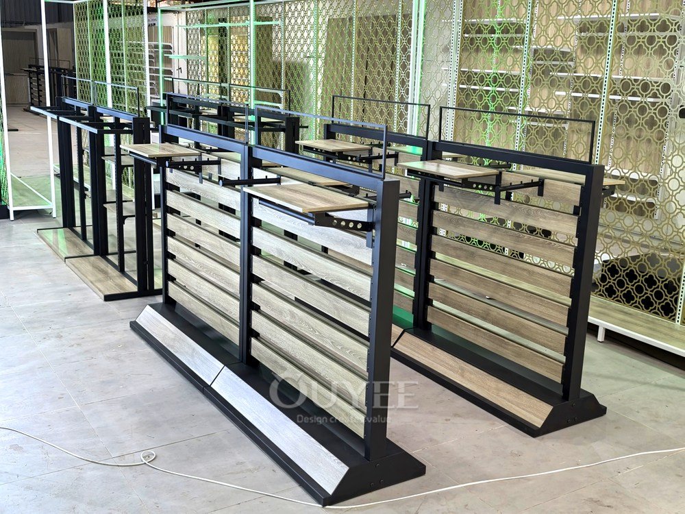 Black Tiered Island Display Rack Set 02