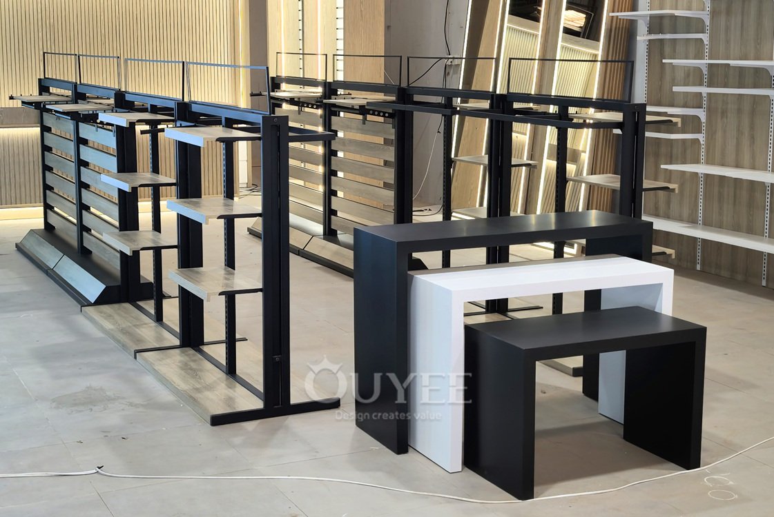 Black Tiered Island Display Rack Set 07