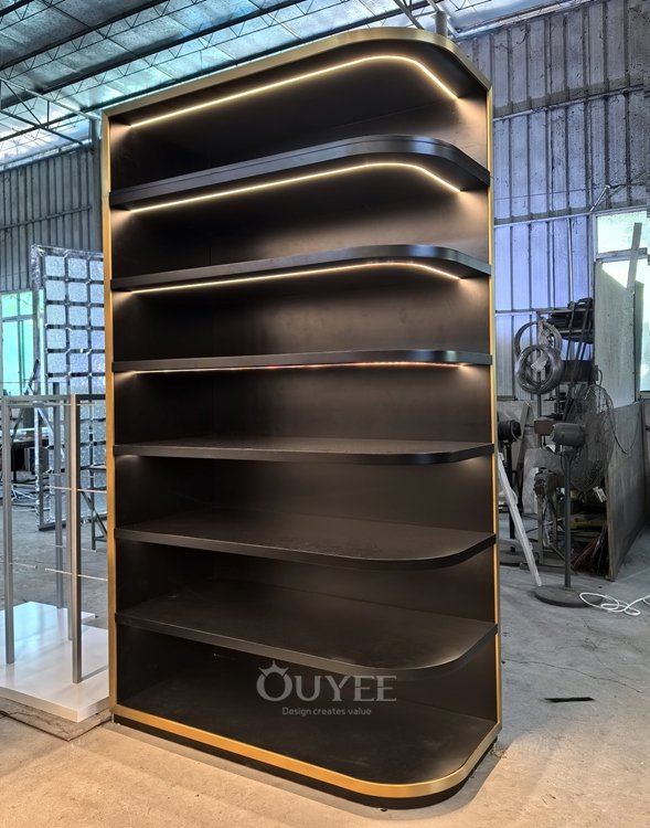 Black and Gold Perfume Wall Display Rack 02